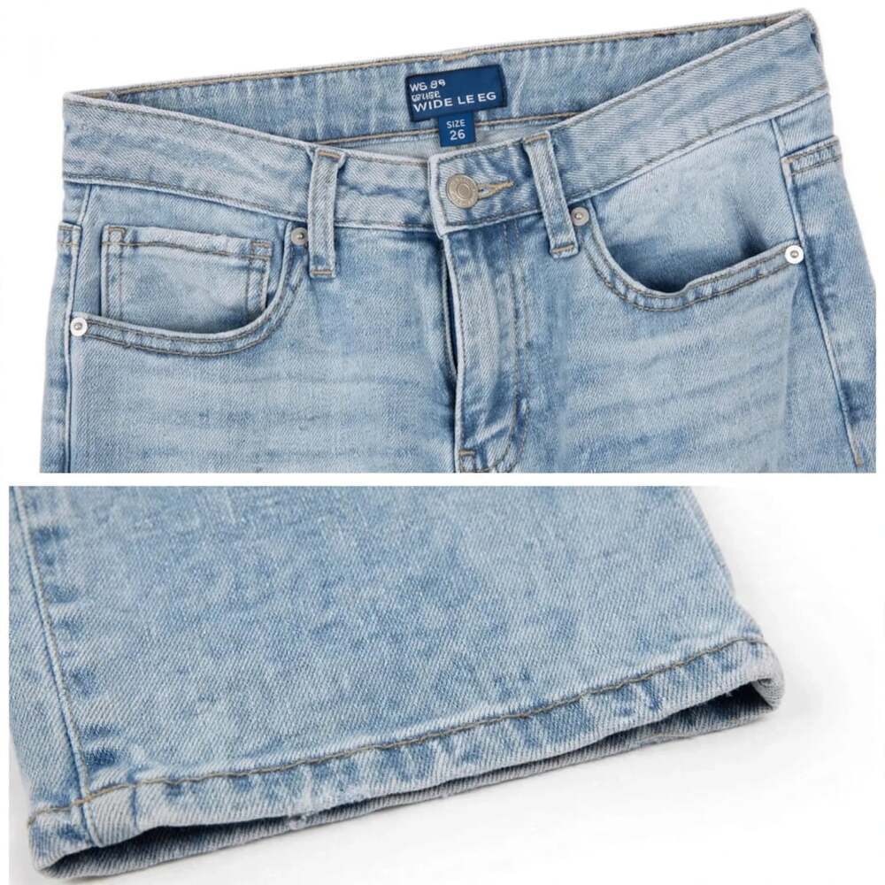 Light Wash Wide Leg Jeans Straight Baggy Clean No Distressing - Size M / 28 - Picture 6 of 7